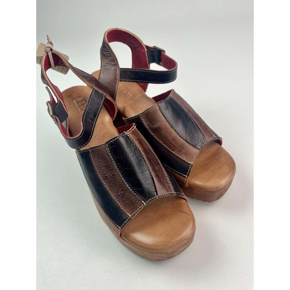 Bed Stu Jetsetter Wooden Clog Sandals 8 Cold Brew Rustic Leather Boho Platform - Picture 5 of 10